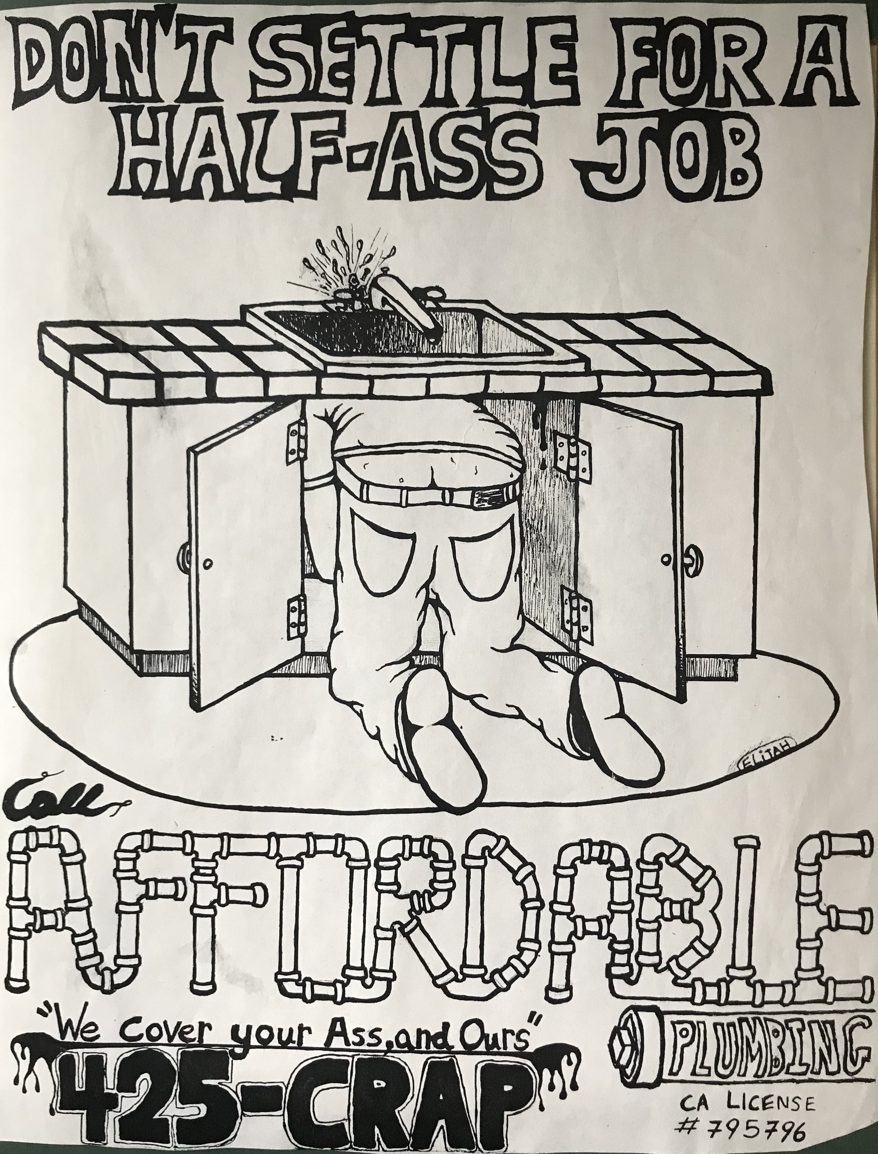 Don't Settle for a Half-Ass Job - Affordable Plumbing comic ad